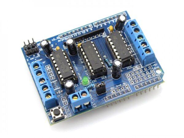 4 channel arduino L293D Motor Drive Shield Dual, Motor Drive Expansion Board Motor Control Shield at best price online in islamabad rawalpindi lahore peshawar faisalabad karachi hyderabad quetta wah taxila Pakistan