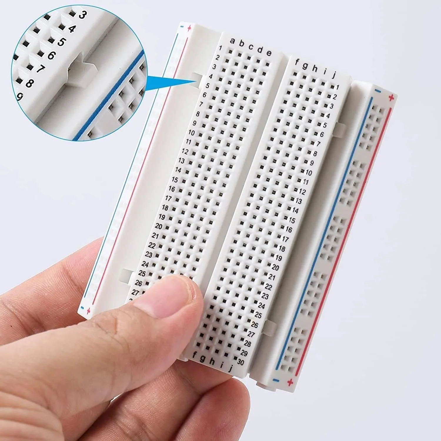 8.5cm x 5.5cm Half Size MB102 400 points Solderless Bread Board Prototyping Board at best price online in islamabad rawalpindi lahore peshawar faisalabad karachi hyderabad quetta wah taxila Pakistan