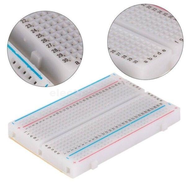 8.5cm x 5.5cm Half Size MB102 400 points Solderless Bread Board Prototyping Board at best price online in islamabad rawalpindi lahore peshawar faisalabad karachi hyderabad quetta wah taxila Pakistan