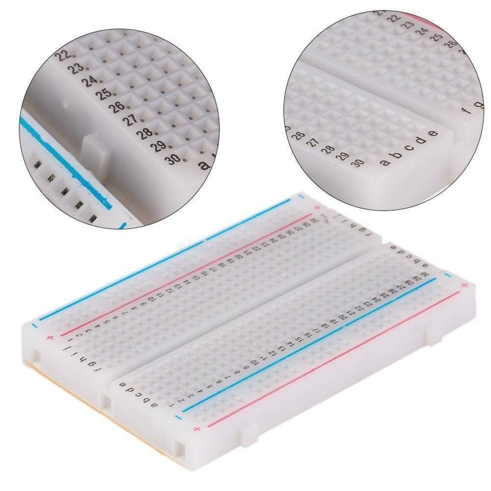 8.5cm x 5.5cm Half Size MB102 400 points Solderless Bread Board Prototyping Board at best price online in islamabad rawalpindi lahore peshawar faisalabad karachi hyderabad quetta wah taxila Pakistan