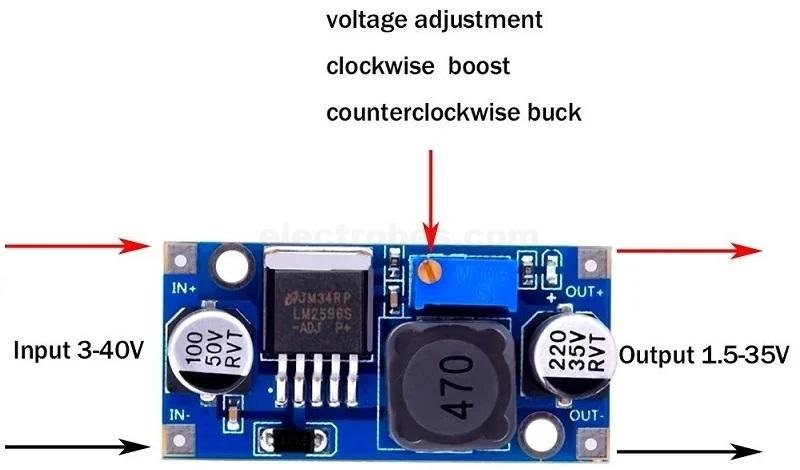LM2596 3A Buck converter Adjustable Step Down Power Supply Module DC-DC step-down Converter pinouts