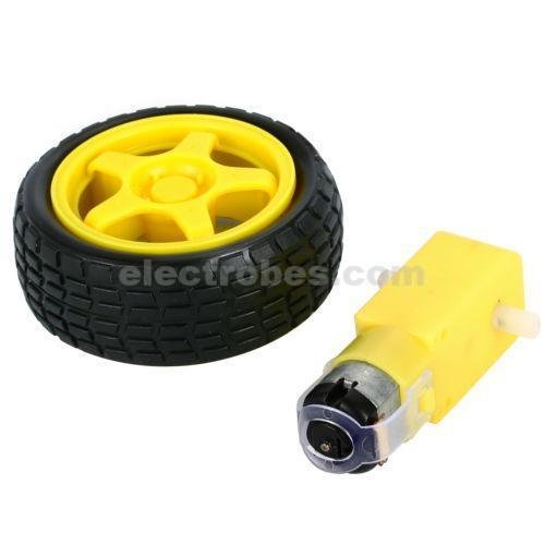 Smart Robot Car Plastic Tyre Wheel + DC 3-6V TT Gear Motor Set at best price online in islamabad rawalpindi lahore peshawar faisalabad karachi hyderabad quetta wah taxila Pakistan