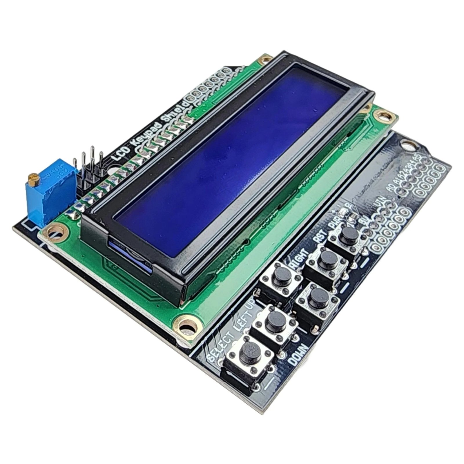 Buy 1602 16×2 LCD Keypad Shield For Arduino online at best price and delivery in islamabad rawalpindi lahore peshawar faisalabad karachi hyderabad quetta wah taxila multan sialkot mardan Pakistan