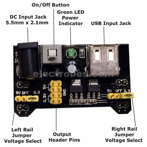 MB102 Breadboard Power Supply Module 3.3V/5V For Arduino Solderless MB102 Bread Board power module power source for arduino and components at best price online in islamabad rawalpindi lahore peshawar faisalabad karachi hyderabad quetta wah taxila Pakistan