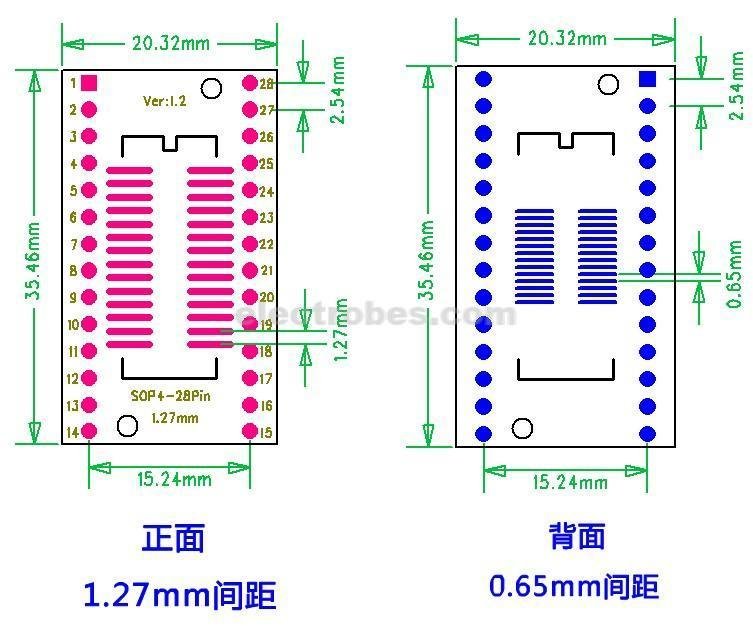 TSSOP28 SOP28 SMD to DIP28 Adapter Dual PCB - Image 2