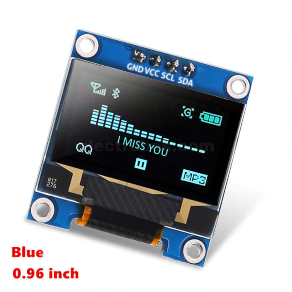 0.96 I2C OLED 128x64- Blue i2c oled display at best price online in islamabad rawalpindi lahore peshawar faisalabad karachi hyderabad quetta wah taxila Pakistan