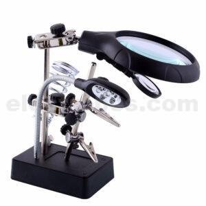 Soldering Iron Stand Third Hand Tool Helping Hand with Magnifying Glass and LED Light 20x zoom at best price in pakistan