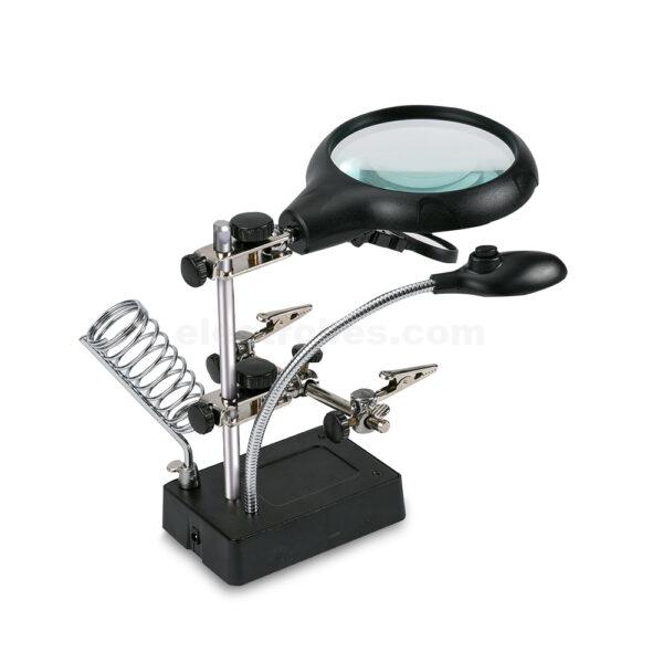 Magnifier BST TE801 Helping Hand Clip Clamp LED Magnifying Glass Soldering Iron Stand Welding Rework Repair at best price in pakistan