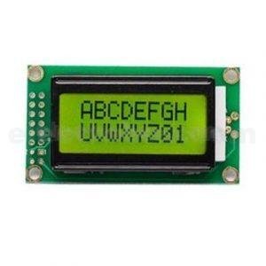 8x2 LCD Display 0802 Character Display - Yellow Green