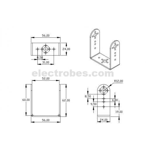 Long U-shaped Servo Bracket PTZ Robotic Manipulator DIY Robot Mount - Image 2