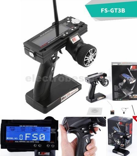 Flysky FS-GT3B 2.4GHz RC Remote Control 3CH Radio Model Transmitter & Receiver For Quadcopter - Black - Image 2