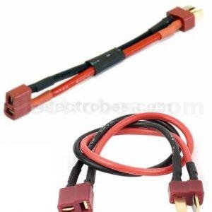 T Plug Battery Extension Male to Female Cable Adapter 10cm 14Awg