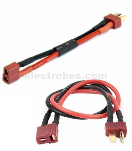 T Plug Battery Extension Male to Female Cable Adapter 10cm 14Awg