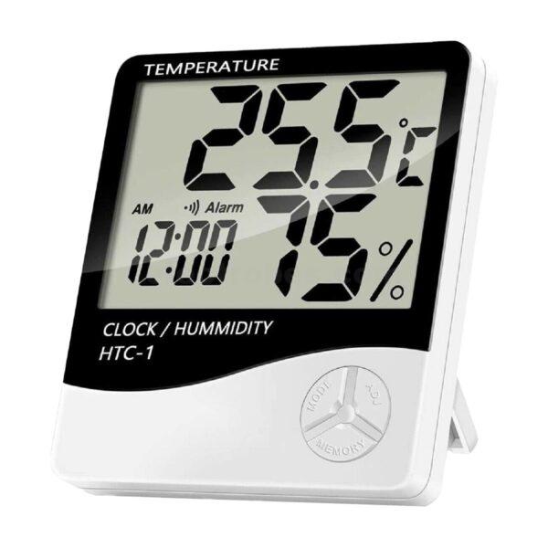 HTC-1 High Accuracy LCD Digital Thermometer Hygrometer with Clock for internal and external use at best price online in islamabad rawalpindi lahore peshawar faisalabad karachi hyderabad quetta wah taxila Pakistan