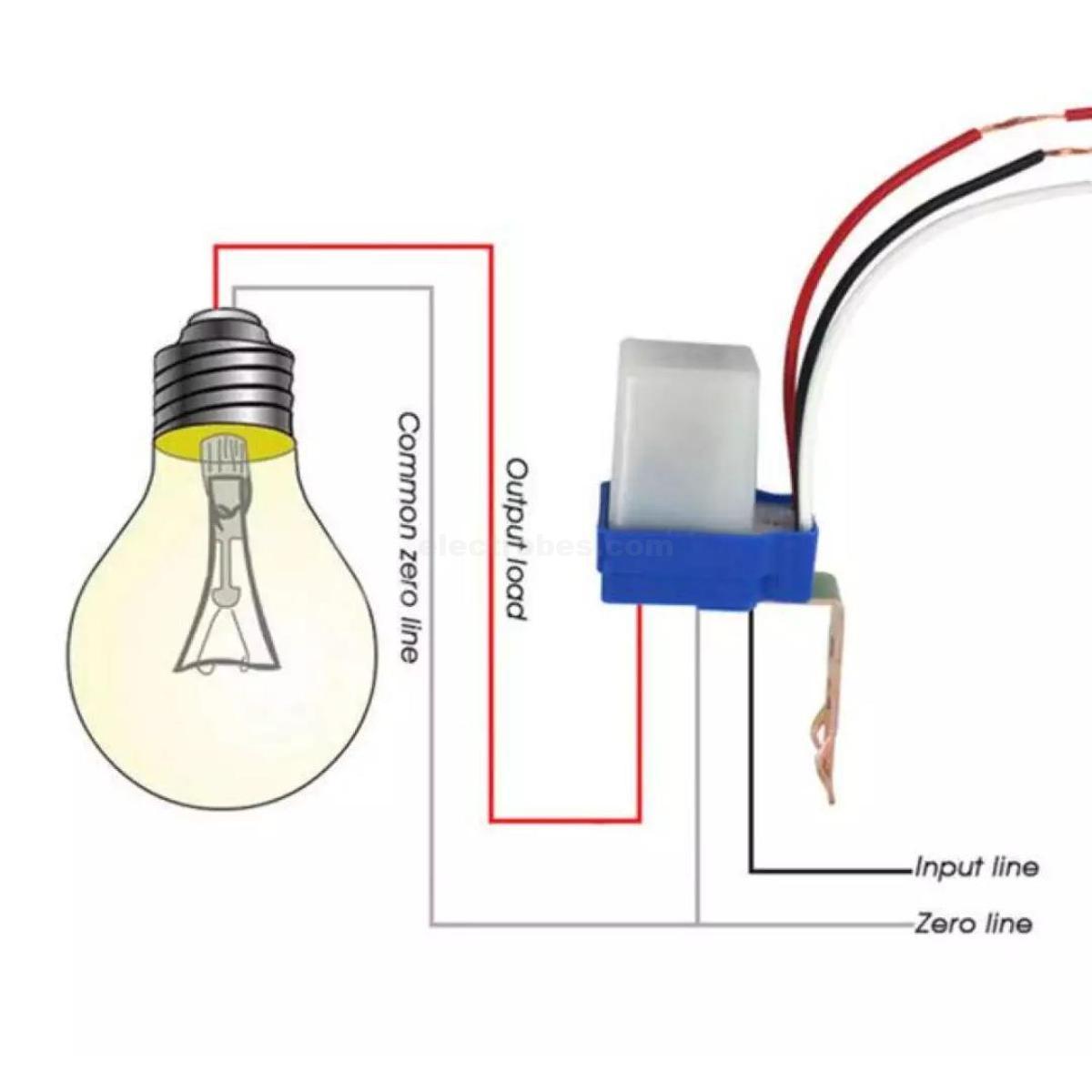 wiring diagram connection of Street Road Light Auto Operated Photo Control Switch 10A 220VAC operated LDR night light controller at best price online in islamabad rawalpindi lahore peshawar faisalabad karachi hyderabad quetta wah taxila Pakistan