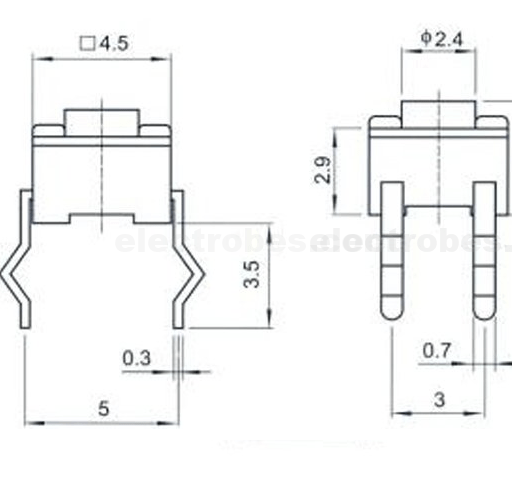 6x3.5x4.3mm PCB Tactile Push Button Switch 2 Pin - Image 3
