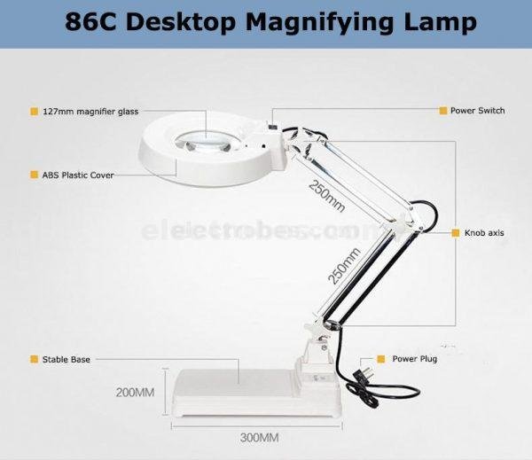 Lt-86C Magnifying Glass Desk Lamp 5x Magnification lamp with Large Glass 120mm Diameter - Image 5