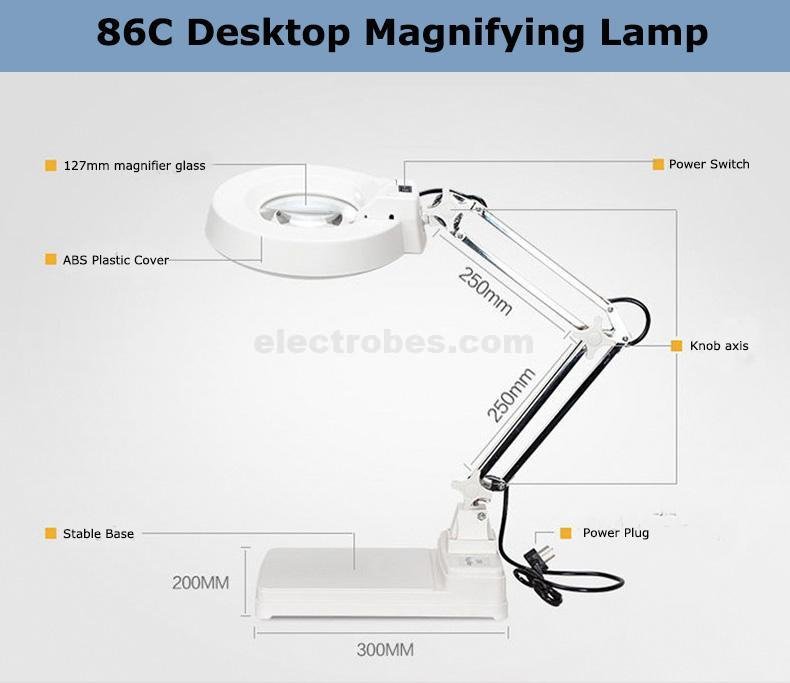 Lt-86C Magnifying Glass Desk Lamp 5x Magnification lamp with Large Glass 120mm Diameter - Image 5