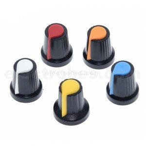 Potentiometer Knob Cap - White color to be used with potentiometer variable resistor and volume knobs, made of plastic, rotary knob cap cover with pointer at best price online in islamabad rawalpindi lahore peshawar faisalabad karachi hyderabad quetta wah taxila Pakistan