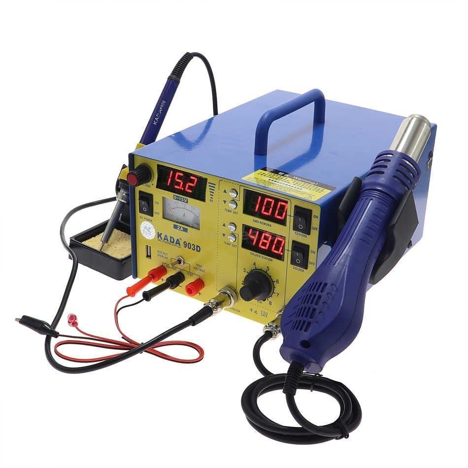 KADA 903D 3 in 1 multi-function Hot Air Soldering Rework Station + Soldering Iron + Power Supply