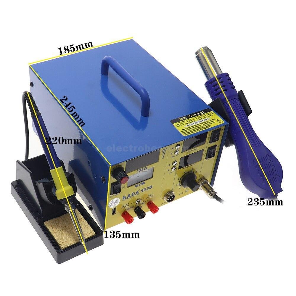 KADA 903D 3 in 1 multi-function Hot Air Soldering Rework Station + Soldering Iron + Power Supply - Image 3