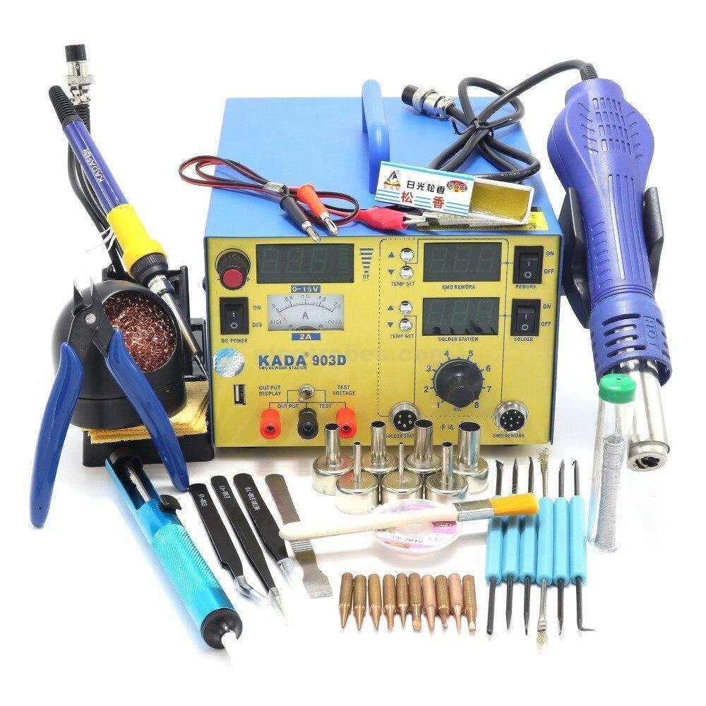 KADA 903D 3 in 1 multi-function Hot Air Soldering Rework Station + Soldering Iron + Power Supply - Image 2