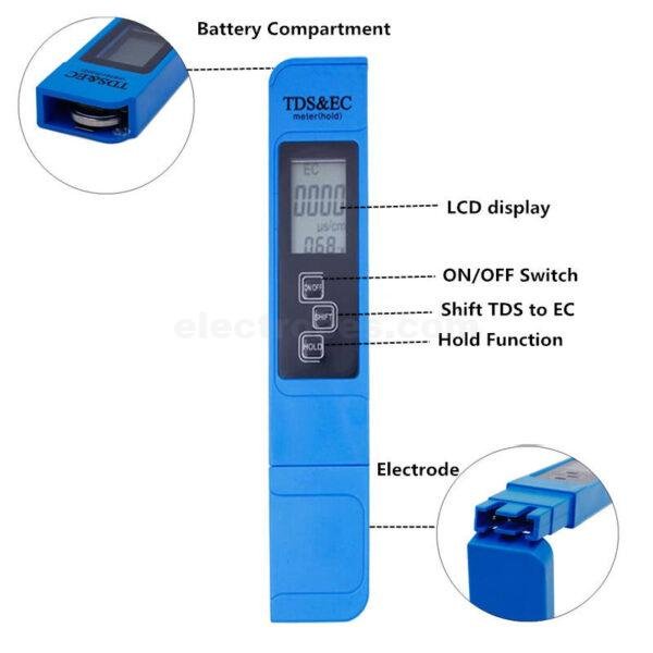 Digital Water Quality Tester TDS EC Meter Range 0-9990 Multifunctional Water Purity Temperature Meter TEMP PPM Tester at best price online in islamabad rawalpindi lahore peshawar faisalabad karachi hyderabad quetta wah taxila Pakistan