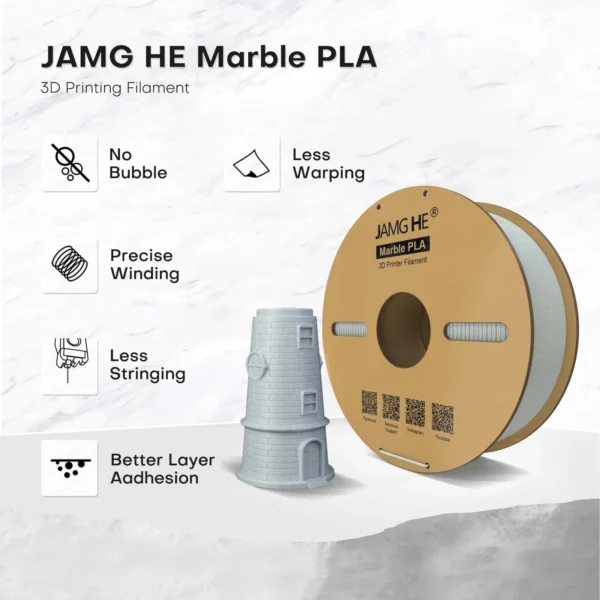 Jamg he marble pla 3d printer filament in marble colour 1.75 mm diameter for FDM 3d printer at best price online in islamabad rawalpindi lahore peshawar faisalabad karachi hyderabad quetta wah taxila Pakistan