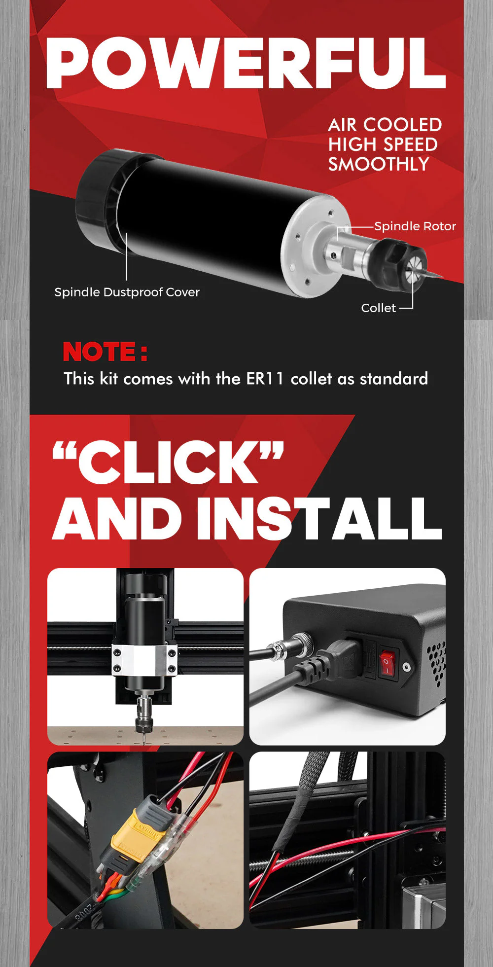 Buy 300W Air-cooled DC Spindle Motor with Mounting Bracket for Engraving online at best price and delivery in islamabad rawalpindi lahore peshawar faisalabad karachi hyderabad quetta wah taxila multan sialkot mardan Pakistan 