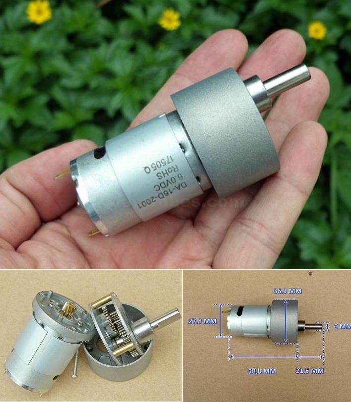 12V 740 RPM High Torque High Speed DC Gear Motor - Image 2