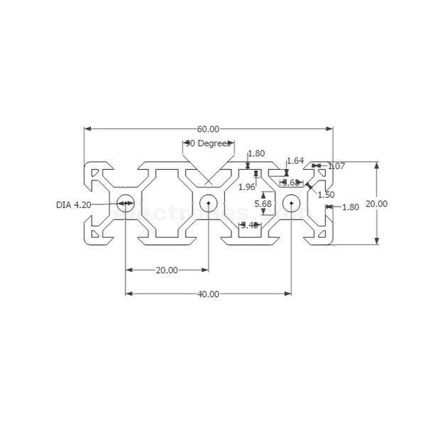 2060 V-Slot Aluminum Profile Extrusion for 3D Printer & CNC Machine at best price online in islamabad rawalpindi lahore peshawar faisalabad karachi hyderabad quetta wah taxila Pakistan