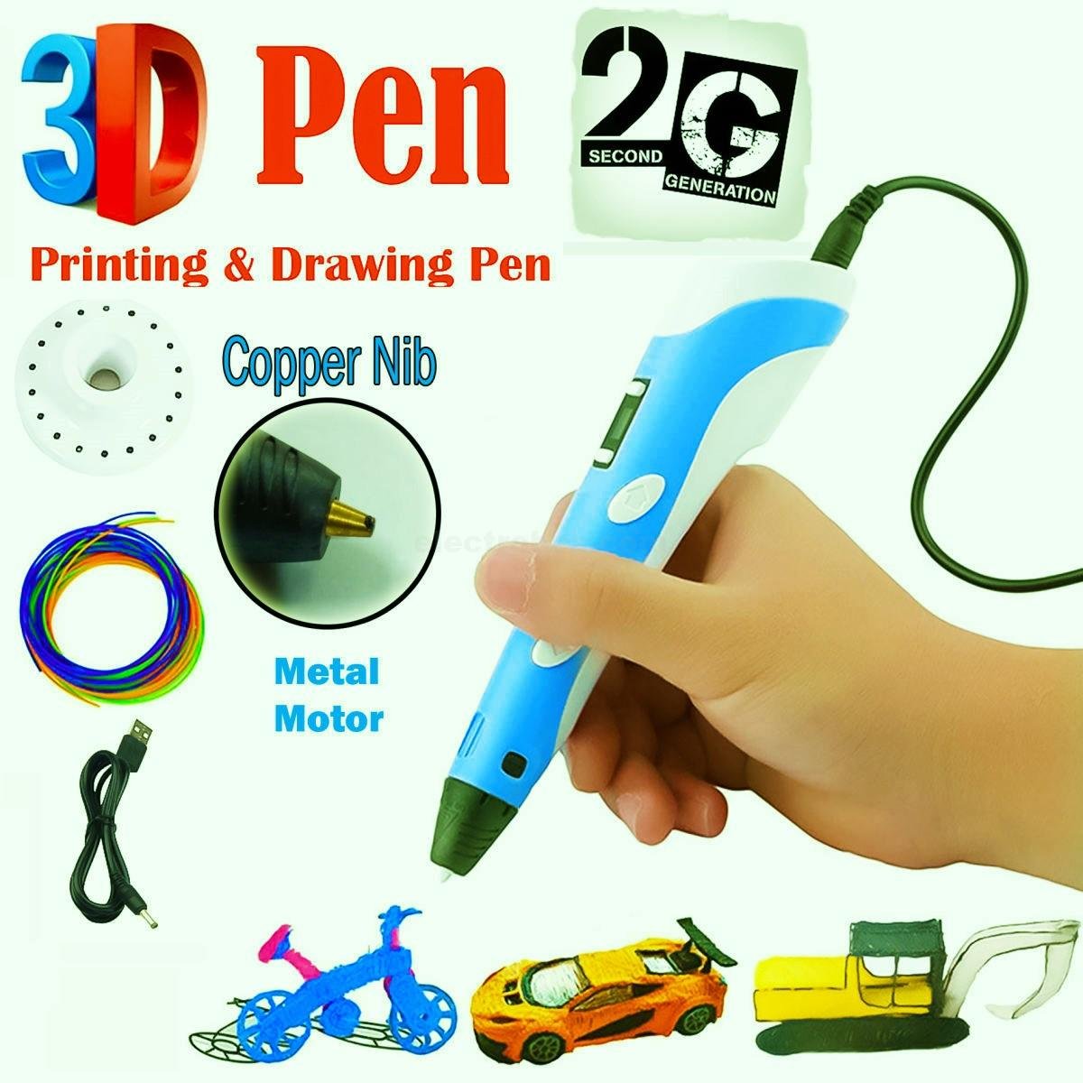 3D Printing Pen 3D Pen OLED Display With 12 Color PLA/ABS Filaments 3D  Drawing Printer