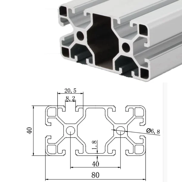 4080 40x80mm aluminium profile aluminium extrusion linear rail for cnc and 3d printer machines dimensions and spec in pakistan