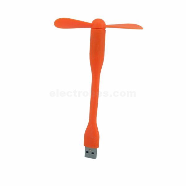 Flexible USB Fan Air Cooling Fan For Laptop / Desktops / Chargers / Power Bank - Orange color in pakistan