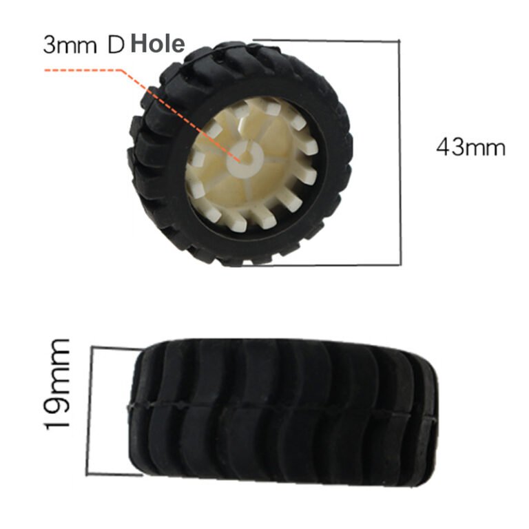 43mm Rubber Wheel Tyre for N20 Gear Motor in Pakistan