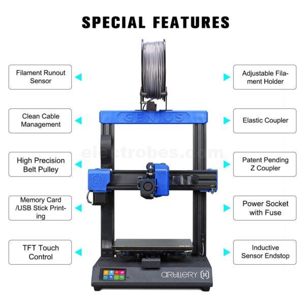 artillery genius pro fdm type 3d printer 220x220x250mm larger bed size with filament runout detector sensor dual extruder fans titan direct drive extruder high quality best build 3d printer in pakistan at best price online in islamabad rawalpindi lahore peshawar faisalabad karachi hyderabad quetta wah taxila Pakistan