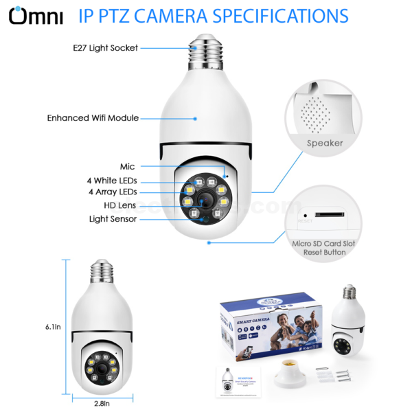 HD E27 2.4GHz V380 WiFi 1080P Night Vision Wireless 360 Degree CCTV Security Light 360 Panoramic Bulb Camera at best price online in islamabad rawalpindi lahore peshawar faisalabad karachi hyderabad quetta wah taxila Pakistan