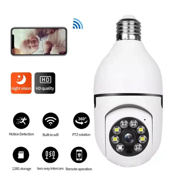 HD E27 2.4GHz V380 WiFi 1080P Night Vision Wireless 360 Degree CCTV Security Light 360 Panoramic Bulb Camera at best price online in islamabad rawalpindi lahore peshawar faisalabad karachi hyderabad quetta wah taxila Pakistan