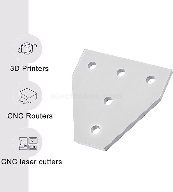 2020 T-Type Aluminum Profile Corner Bracket 5 Hole 60x60x4mm Joining Plate for 2020 v-slot T-slot Aluminum Extrusion at best price online in islamabad rawalpindi lahore peshawar faisalabad karachi hyderabad quetta wah taxila Pakistan