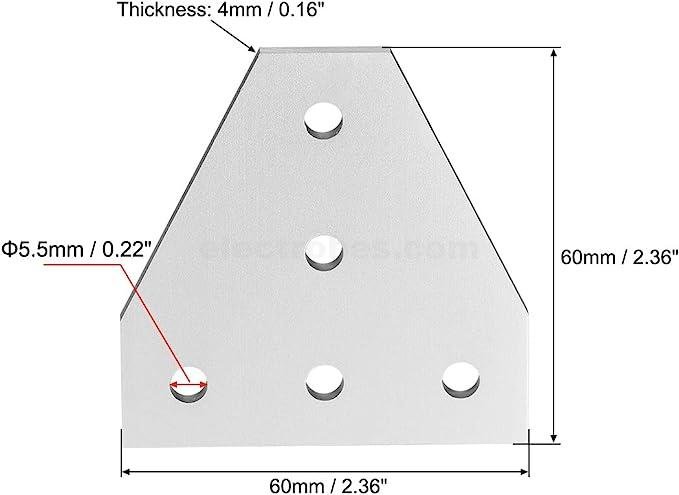 2020 T-Type Aluminum Profile Corner Bracket 5 Hole 60x60x4mm Joining Plate for 2020 v-slot T-slot Aluminum Extrusion at best price online in islamabad rawalpindi lahore peshawar faisalabad karachi hyderabad quetta wah taxila Pakistan