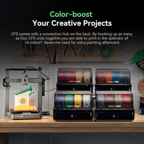 Creality Hi Combo 3D Printer, Multi Color 3D Printer with CFS, 500mms High Speed Auto-Leveling Automatic Filament Reading Clog-Free Extruder Pre-Assemble All-Metal Body 10.24×10.24×11.81inch at best price online in islamabad rawalpindi lahore peshawar faisalabad karachi hyderabad quetta wah taxila Pakistan