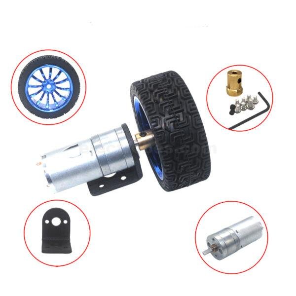 12V DC Small Speed Reduction Gear Motor Metal With 65mm Wheel Kit at best price online in islamabad rawalpindi lahore peshawar faisalabad karachi hyderabad quetta wah taxila Pakistan