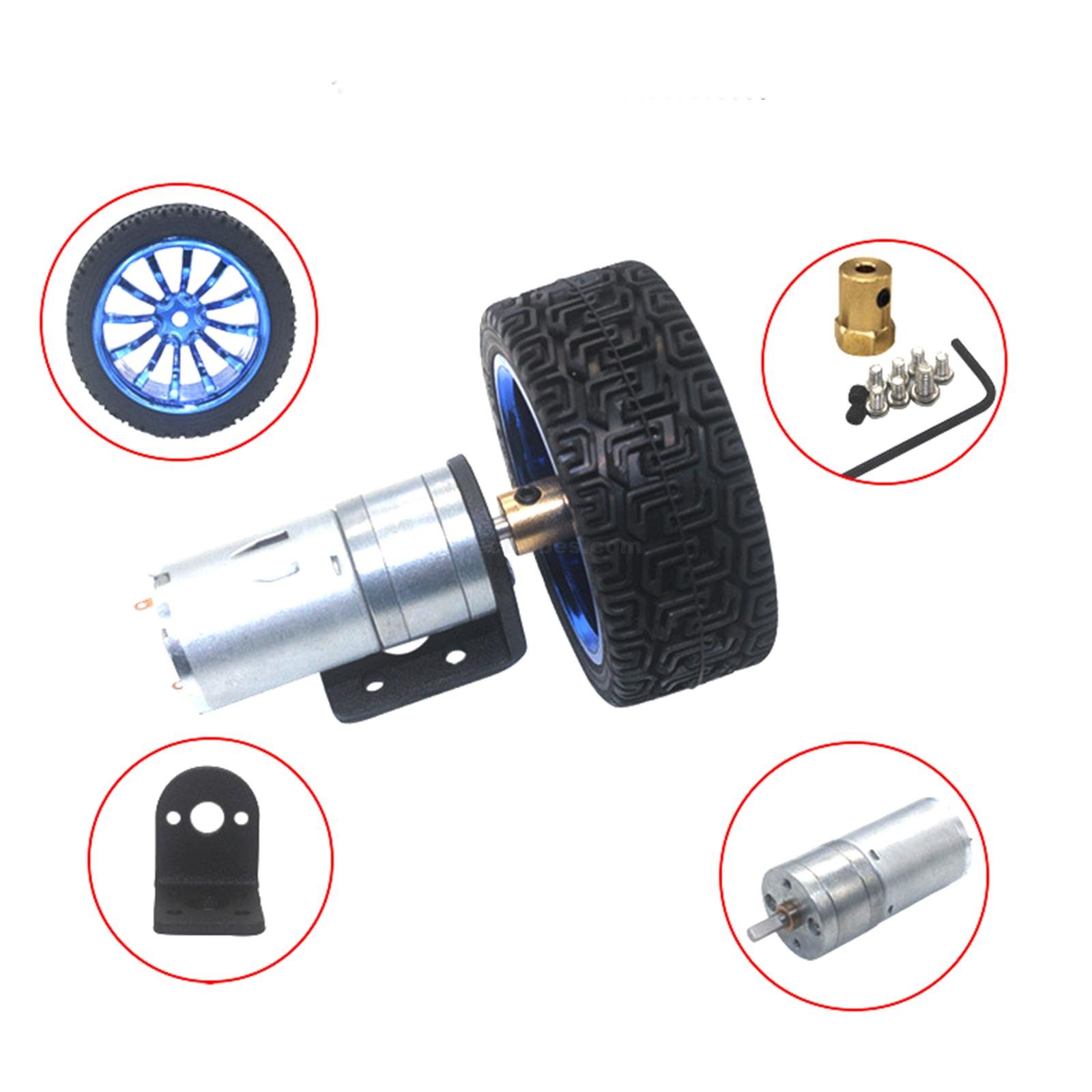 12V DC Small Speed Reduction Gear Motor Metal With 65mm Wheel Kit at best price online in islamabad rawalpindi lahore peshawar faisalabad karachi hyderabad quetta wah taxila Pakistan