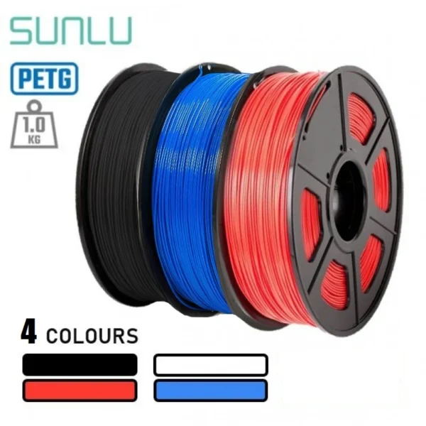 1.75mm sunlu petg material for 3d printer in white black red blue grey transparent clear yellow colors at best price online in islamabad rawalpindi lahore peshawar faisalabad karachi hyderabad quetta wah taxila Pakistan