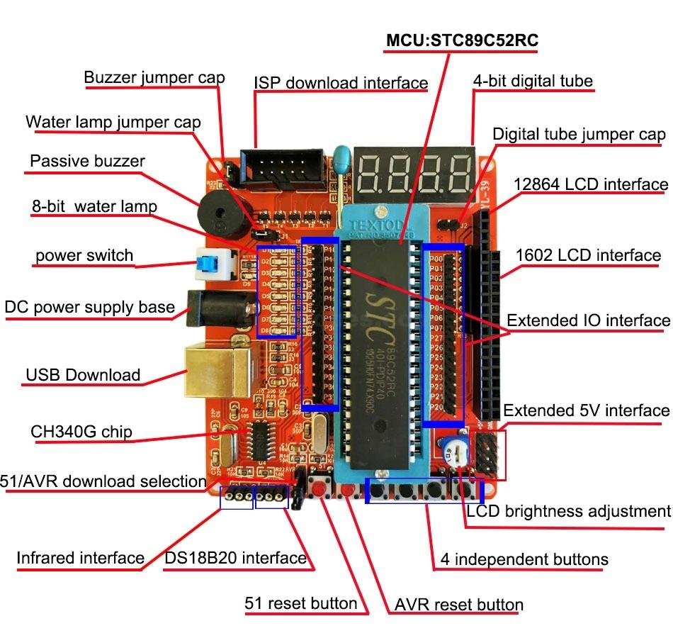 Atmel 8051 AT89C51 89C52 89S51 89S52 Microcontroller Development Board - Image 4