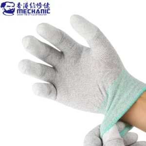 Mechanic AS-02 Carbon Fiber Anti-Static Gloves Elasticity Non-Slip Finger PU coating Carbon Fiber Electronic Work Protective Safety Glove pair at best price online in islamabad rawalpindi lahore peshawar faisalabad karachi hyderabad quetta wah taxila Pakistan