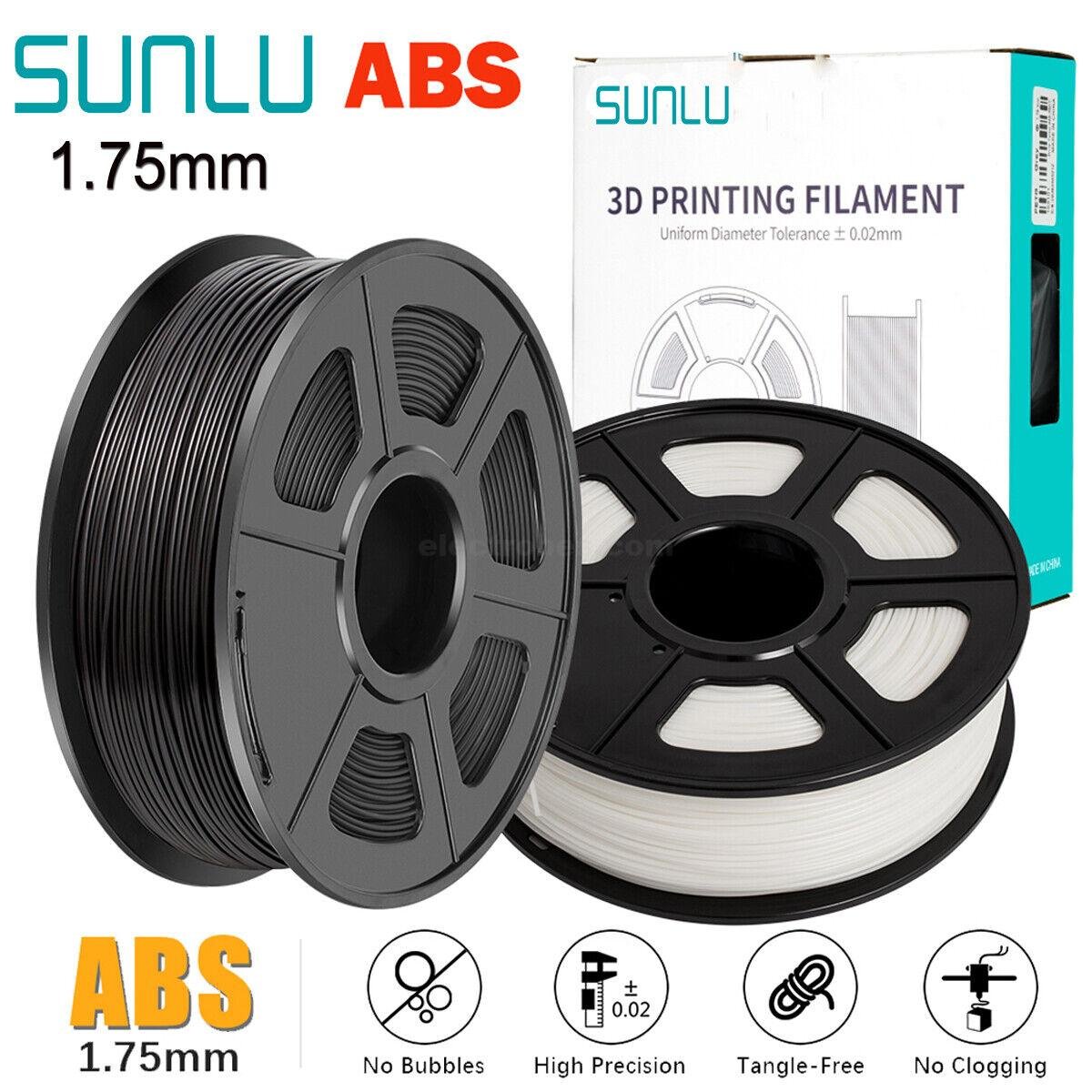 SUNLU ABS 3D Printer Filament 1.75MM +/- 0.02MM 1KG Spool Black Color