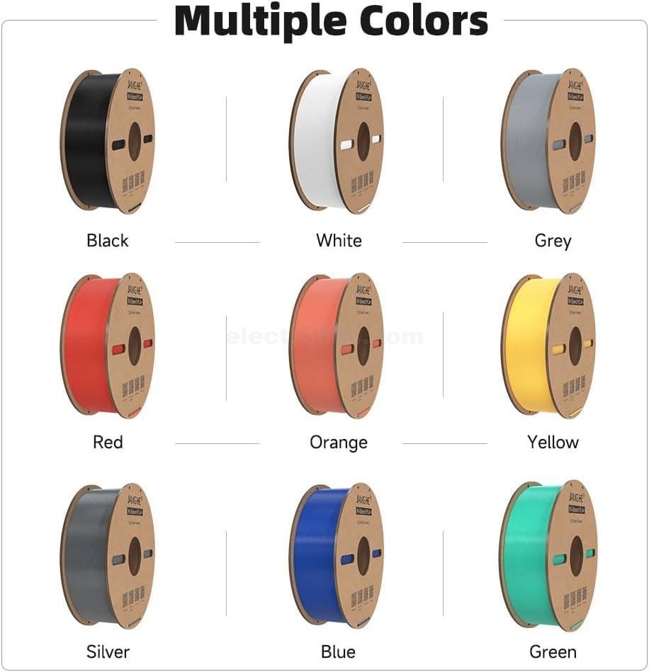 JAMG HE High Speed PLA+ 3D Printer Filament 1.75mm Spool 1KG/Roll in Black, Blue, Red, Green, Grey, Orange, White and Yellow Color at best price online in islamabad rawalpindi lahore karachi multan sukkur skardu peshawar taxila wah gujranwala faisalabad hyderabad quetta pakistan