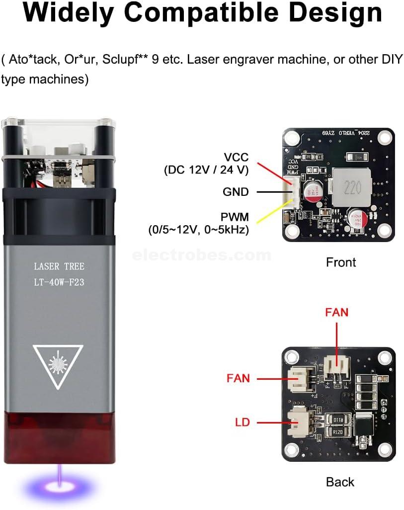 LASER TREE 40W Laser LT-40W-F23 Module 450nm TTL Laser Head Blue Light Module at best price online in islamabad rawalpindi lahore peshawar faisalabad karachi hyderabad quetta wah taxila Pakistan