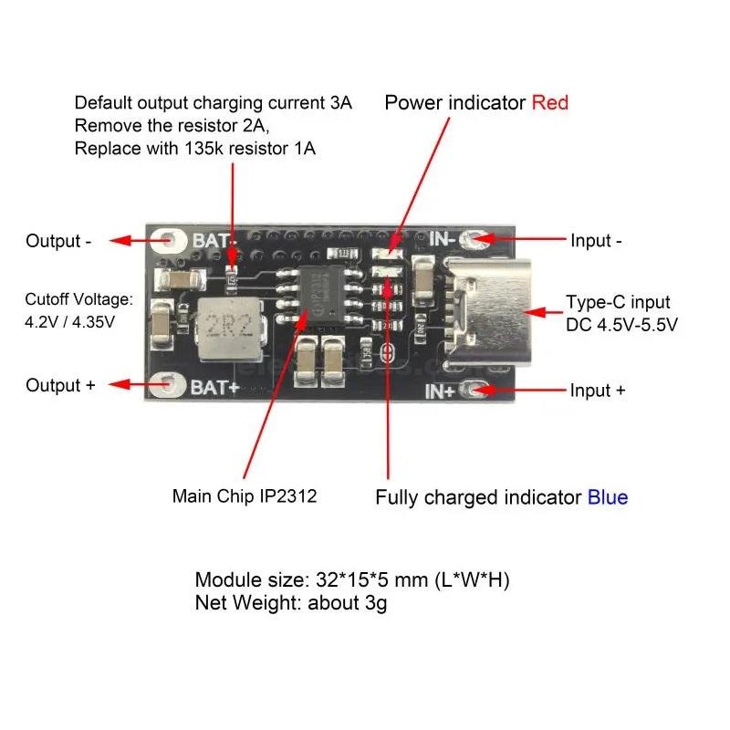 Lithium Battery Charger Module IP2312 3A with USB Type-C at best price online in islamabad rawalpindi lahore peshawar faisalabad karachi hyderabad quetta wah taxila Pakistan